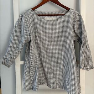 notPERFECTLINEN Black and White Grid Blouse